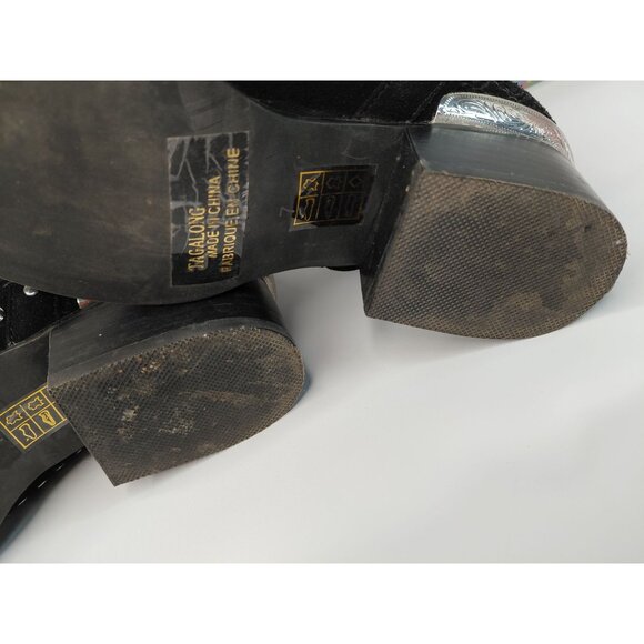 Jeffrey Campbell Womens Black Suede Cutout Western Ankle Boots Size 7M - Picture 8 of 12